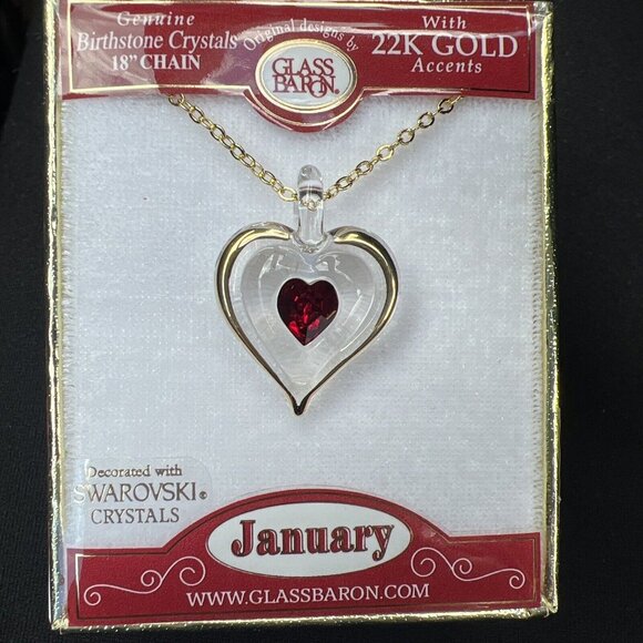 Glass Baron ~ Birthstone Crystal Heart "January" Pendant JP - Picture 1 of 3
